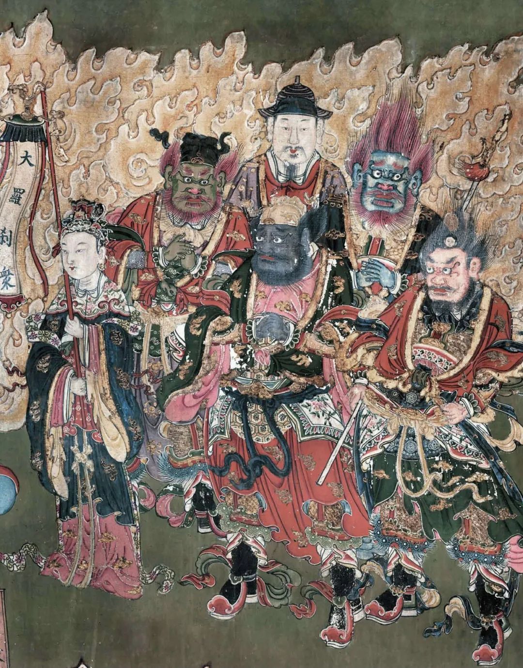 浑源永安寺明代壁画人神行进图
