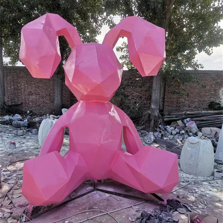 不锈钢兔子雕塑 户外园林景观兔摆件