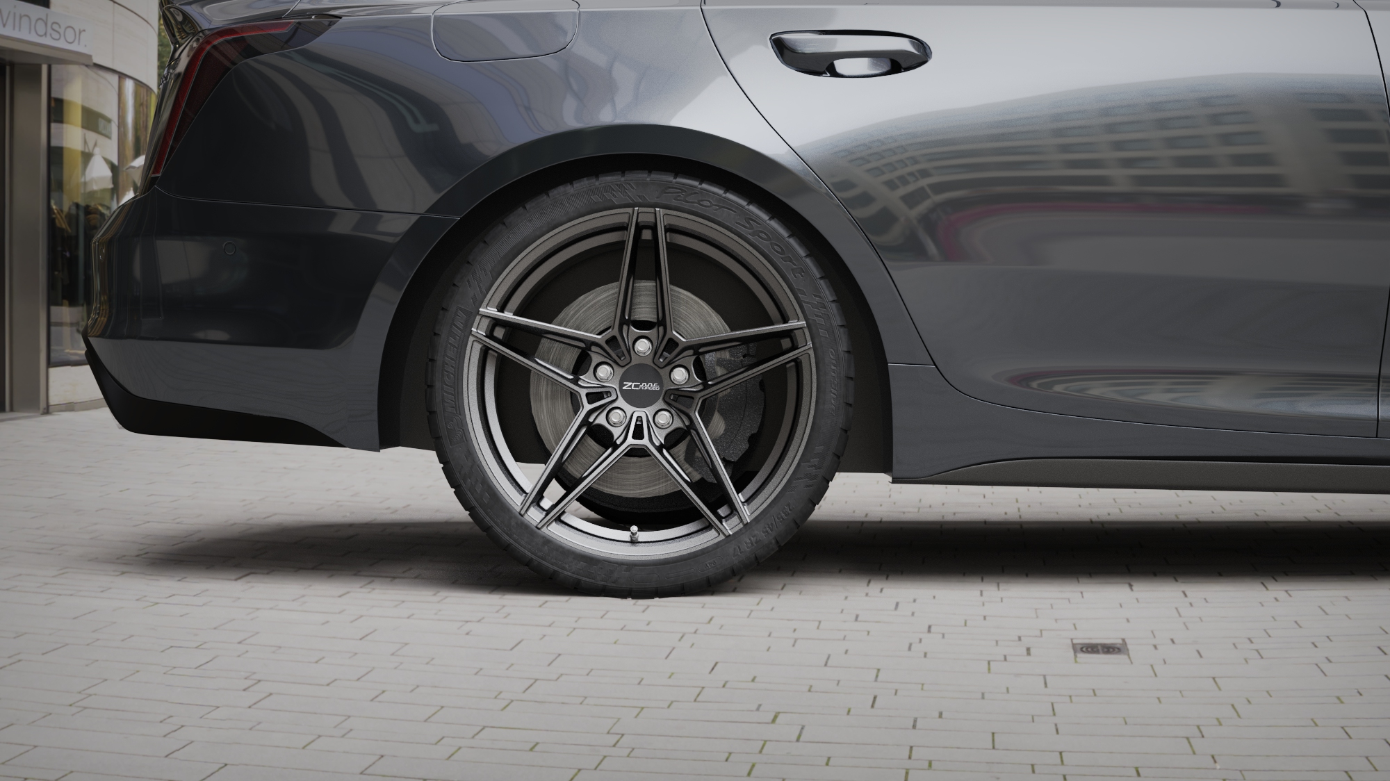 改装从轮毂开始,凯迪拉克ct5水墨灰改装zc df01锻造轮毂