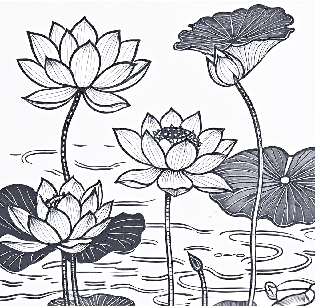 荷花与蜻蜓的线描绘画技巧详解