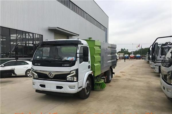 8吨国六洗扫车-蓝牌东风8吨扫路车-马路清洗车工作原理