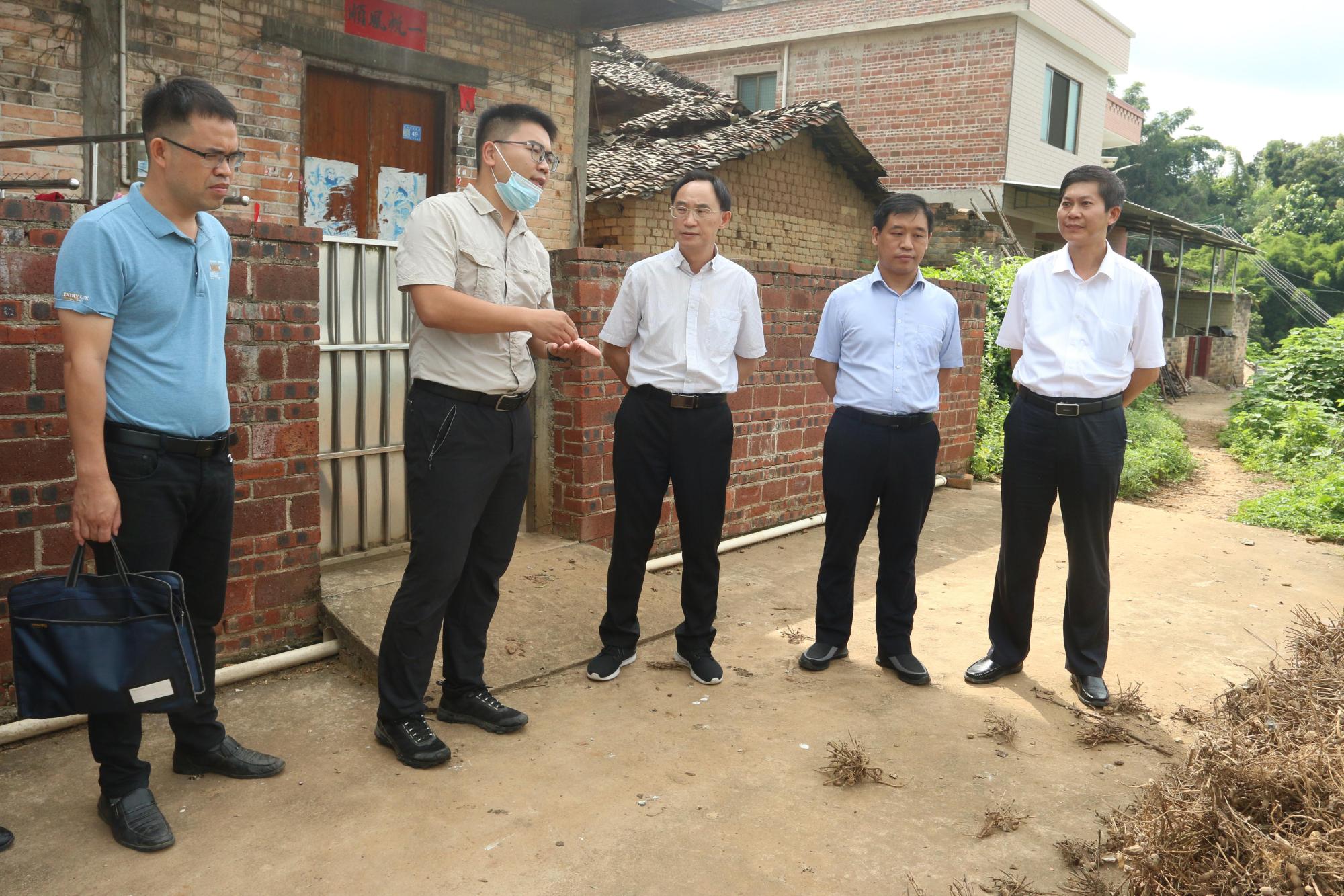 调研组到港南区瓦塘镇旺良村官良屯滑坡地灾隐患点实地查看