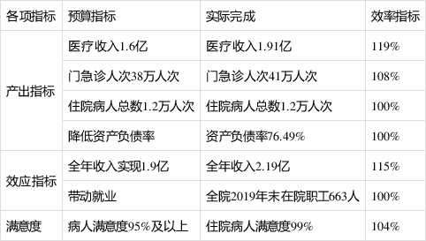 2019年度郴州市中醫醫院整體支出 績效自評報告