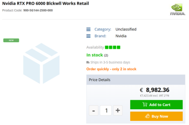 最贵达9万元！RTX PRO 6000专业显卡开卖 96GB显存