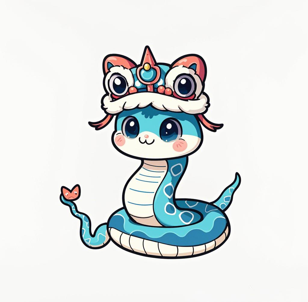 蛇年元旦主题卡通造型绘画素材,简单易画,新年氛围满满!