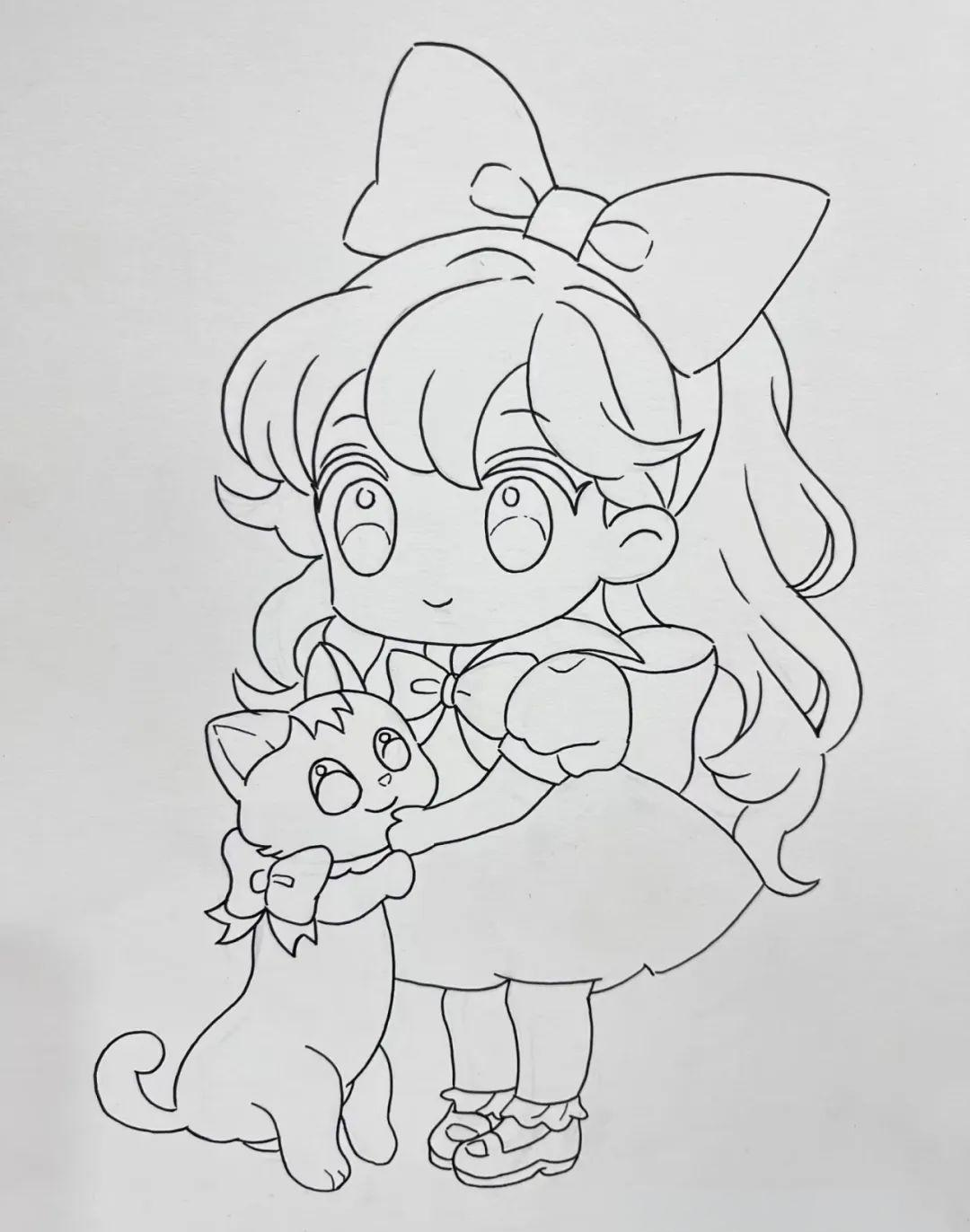 女生动漫素材马克笔手绘教程及潘宇欣同学作品欣赏