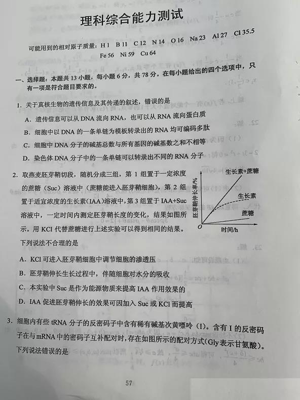 2020年高考试卷及答案丨理综(全国Ⅲ卷)