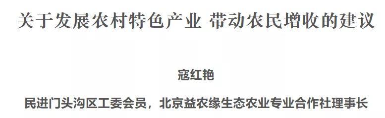 寇红艳:关于发展农村特色产业 带动农民增收的建议