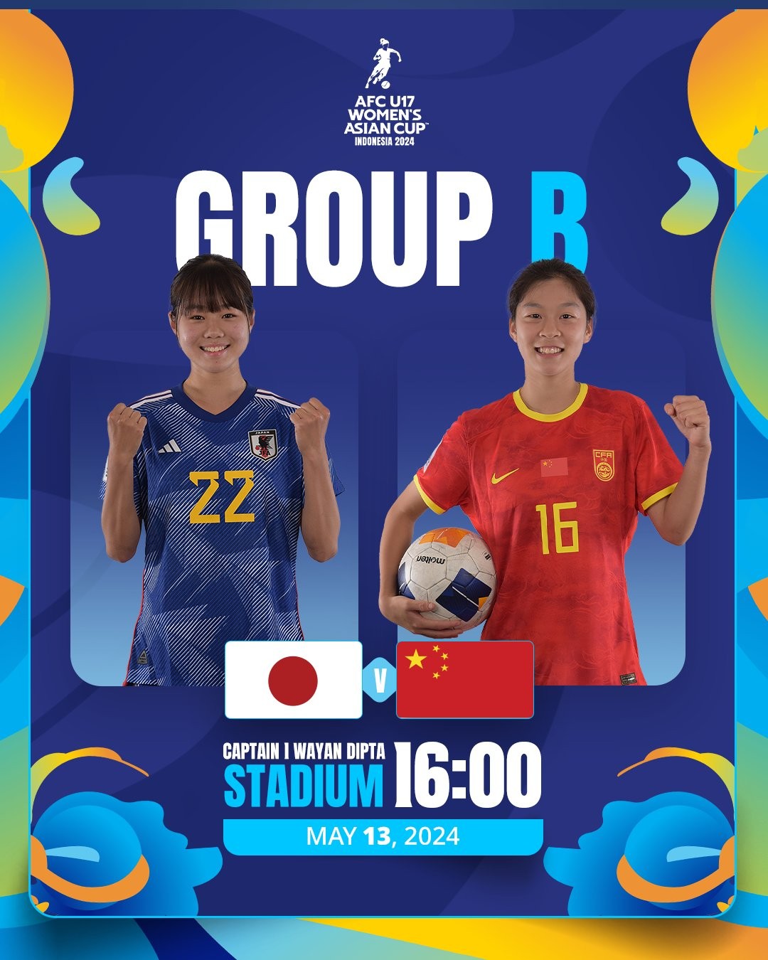 u17女足亚洲杯中日之战官方海报:张克璨pk平川阳菜