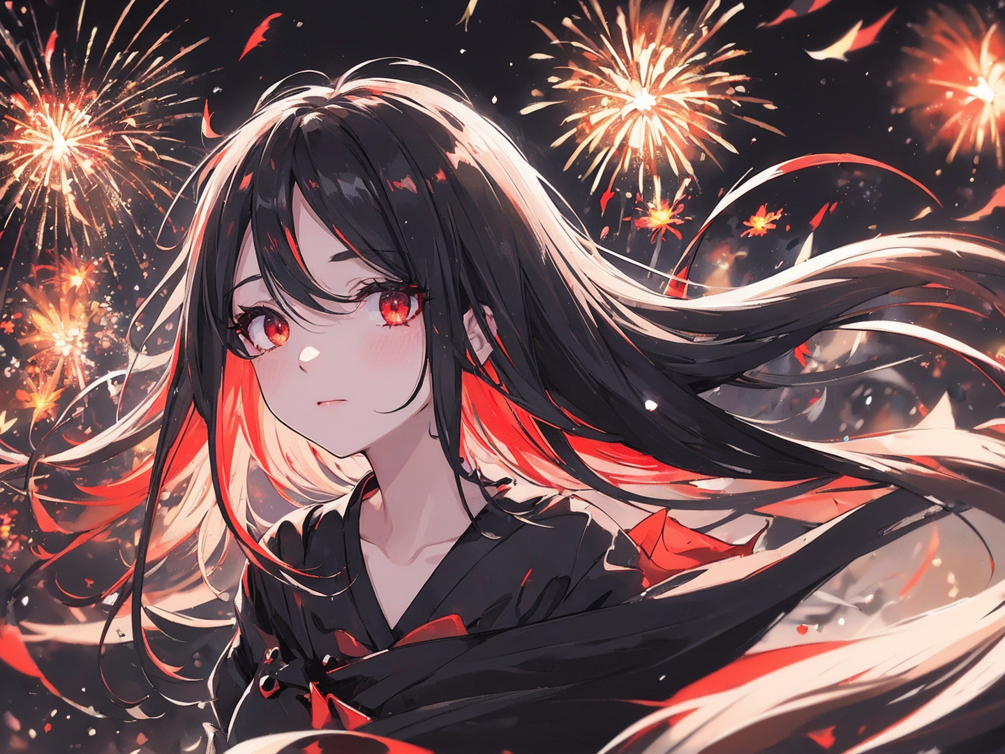 红眼冬娜在参加初秋的烟火会