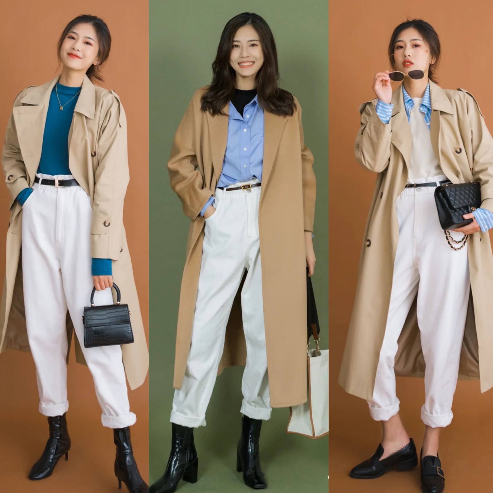 一件卡其色风衣=30套气质搭配,春天照着穿,时髦显高级