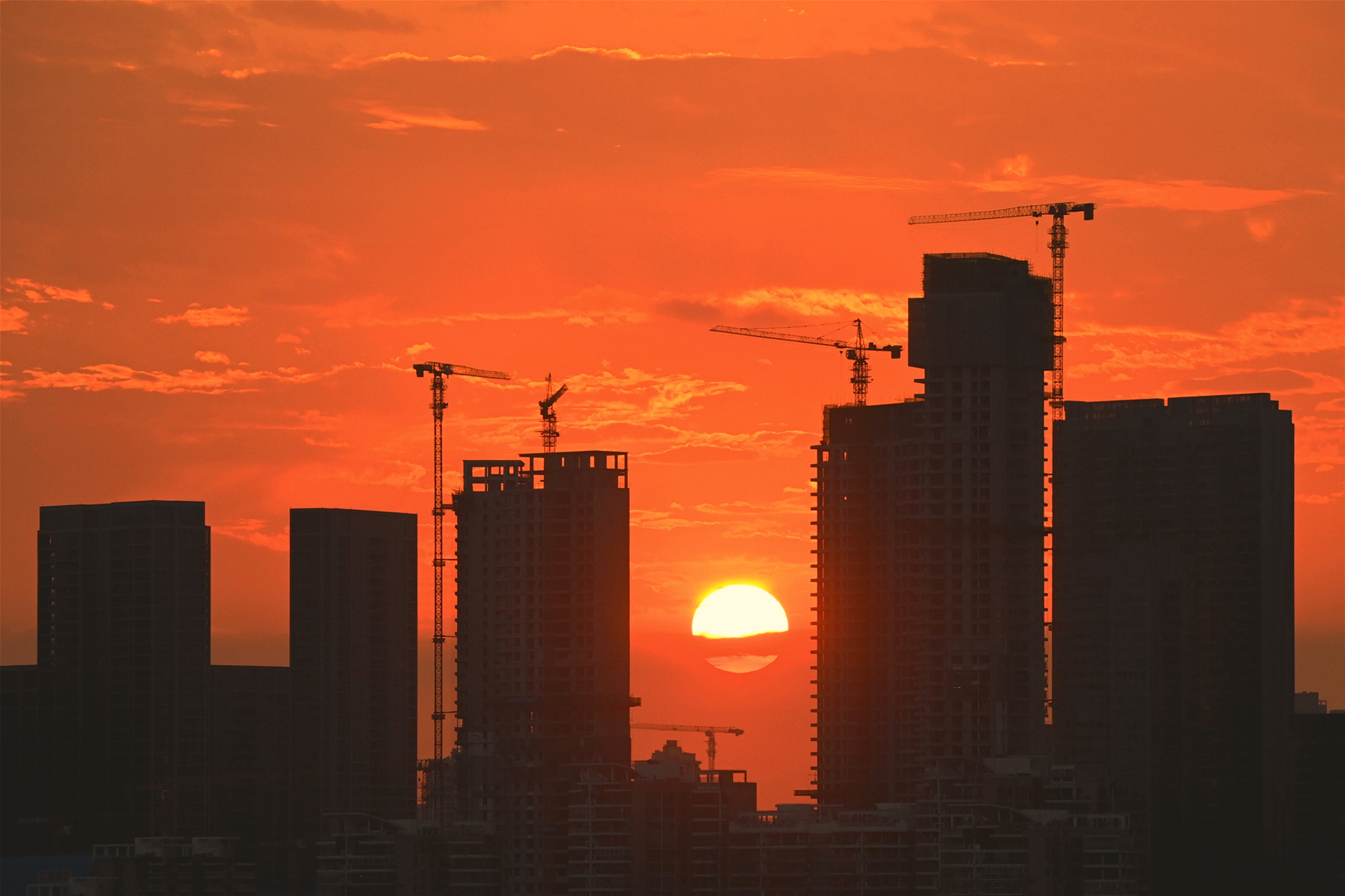 夕阳城市 真实图片