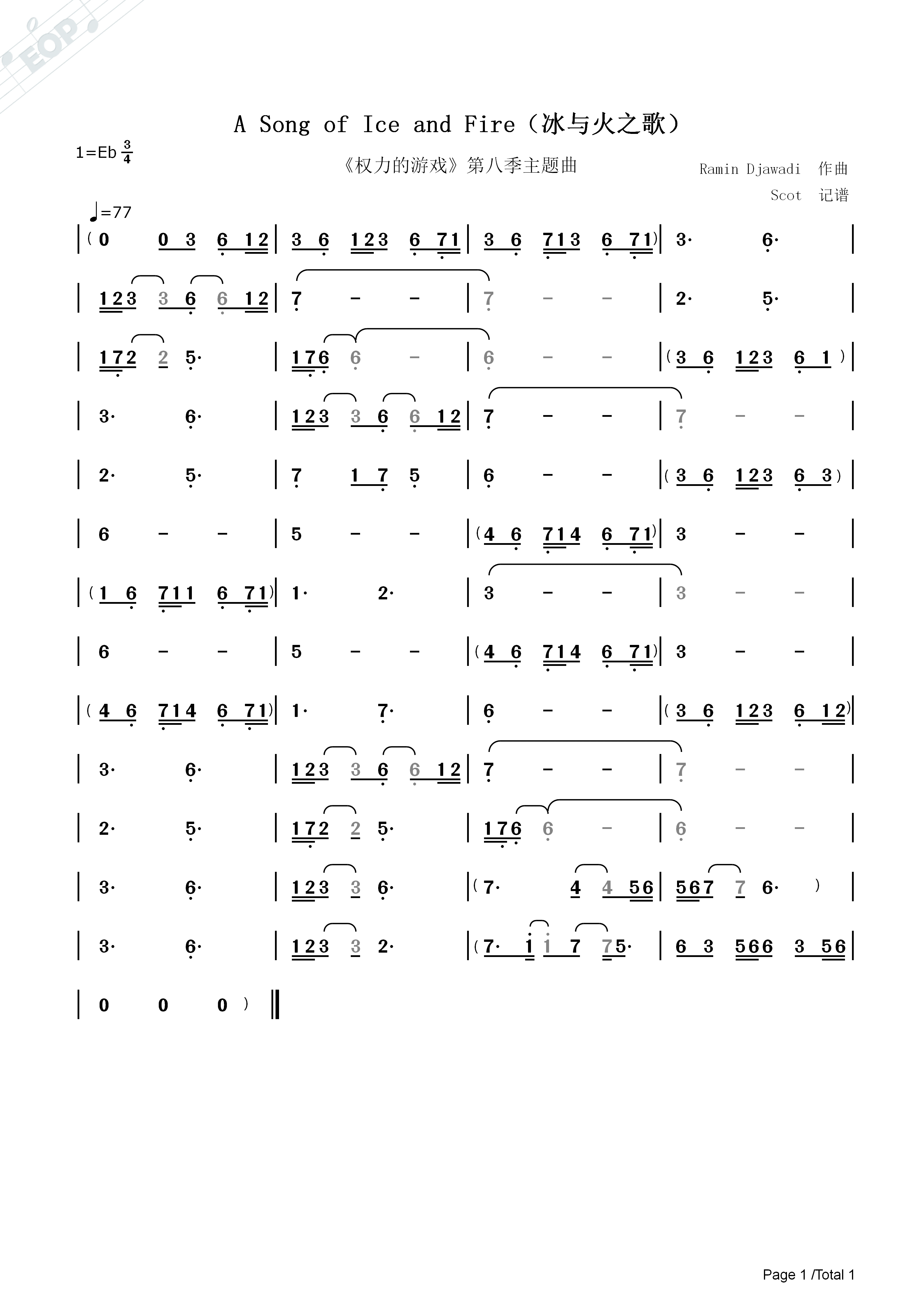 fire数字简谱gavin图片