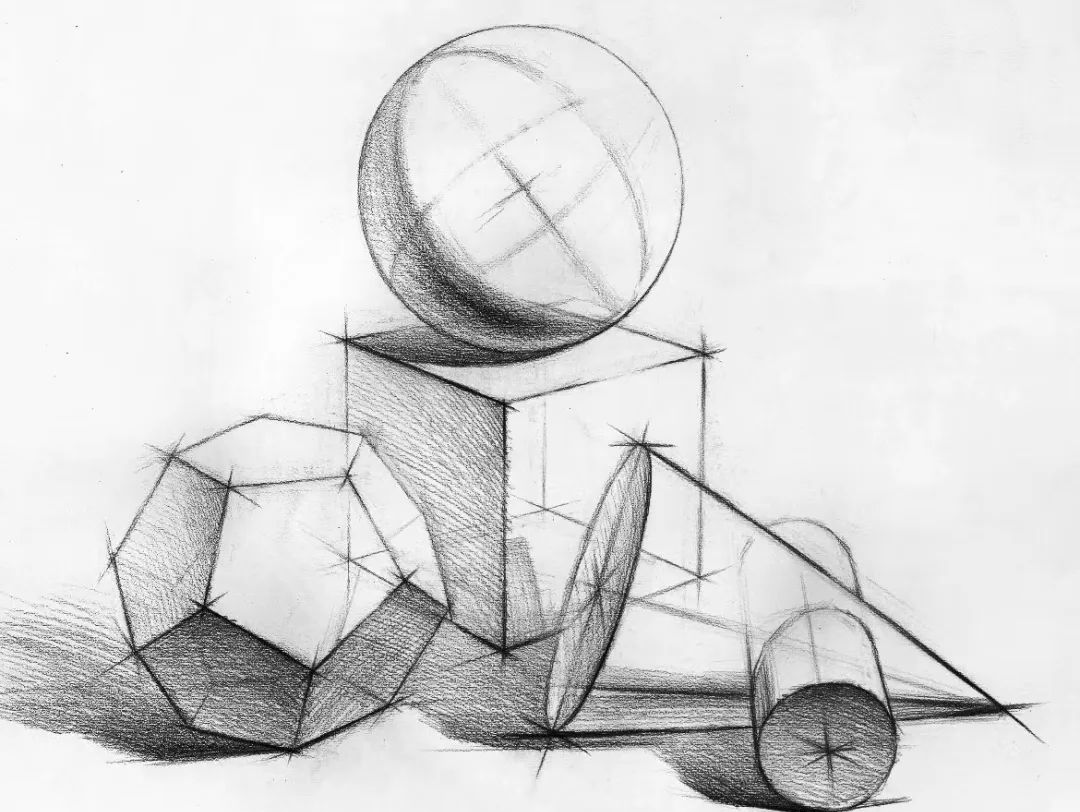 素材精选:石膏几何体结构素描系列