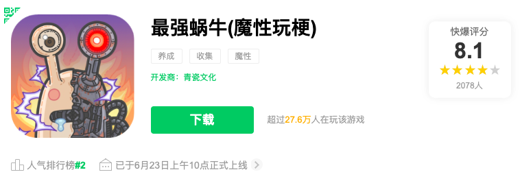 6月發行商全球收入排名:靈犀互娛躋身國內前五,《最強蝸牛》開發商位