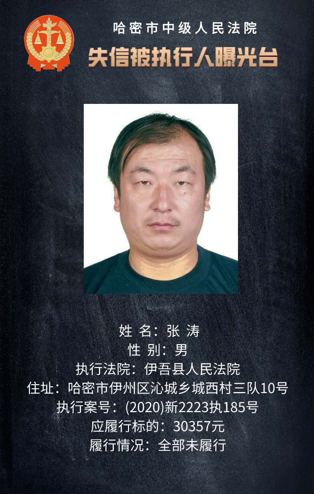 哈密老赖名单和照片图片