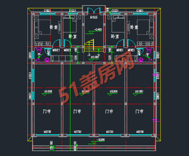 農村帶門面二層自建房設計圖,平屋頂雙拼格局,自住出租兩不誤