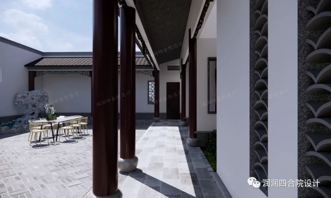 由走廊看主院——润润四合院设计刘鹰原创