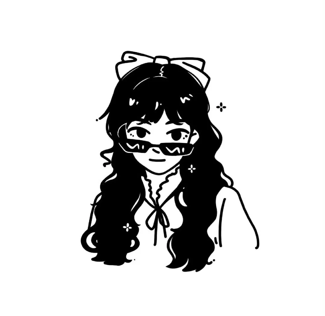 黑白线条女孩的简约头像与多样生活感悟