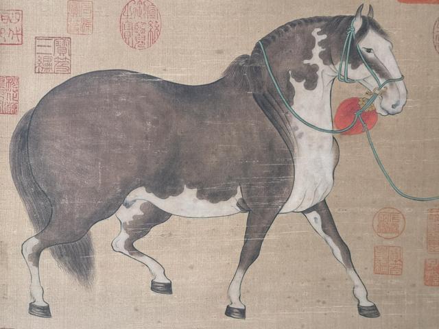 韩干《人马图》设色 绢本