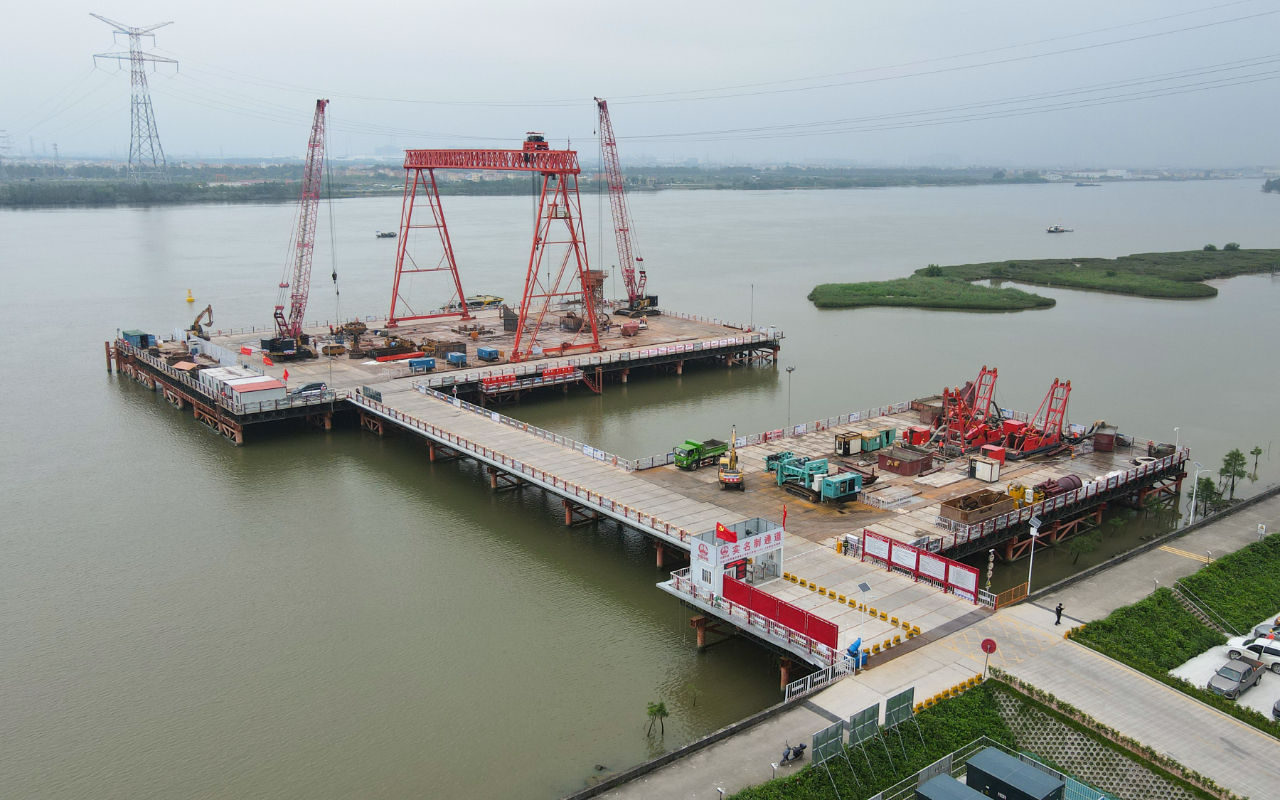 深江铁路洪奇沥大桥主墩桩基施工完成