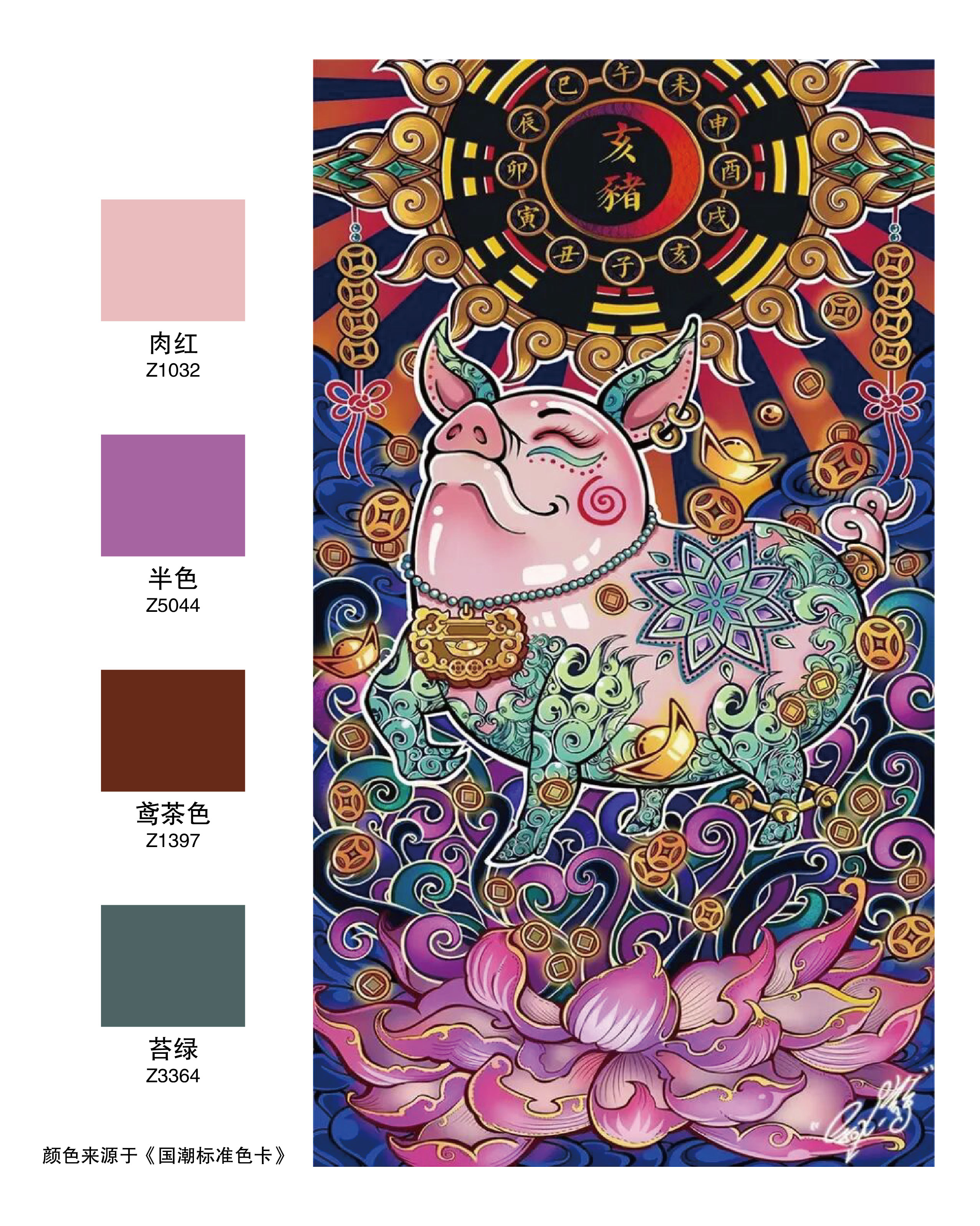 国潮十二生肖插画之色彩搭配分析