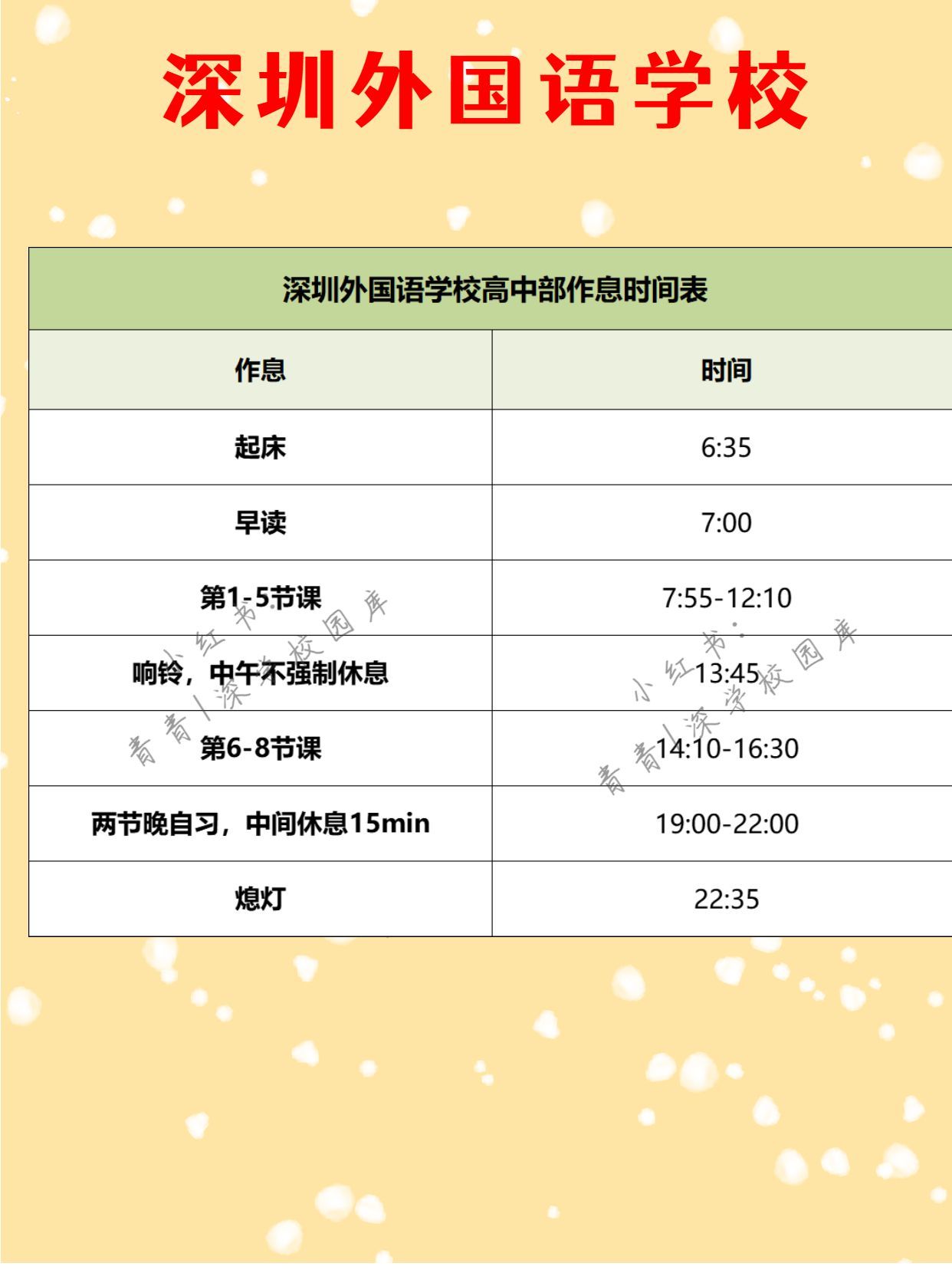 深圳"四大高中"作息时间表曝光!