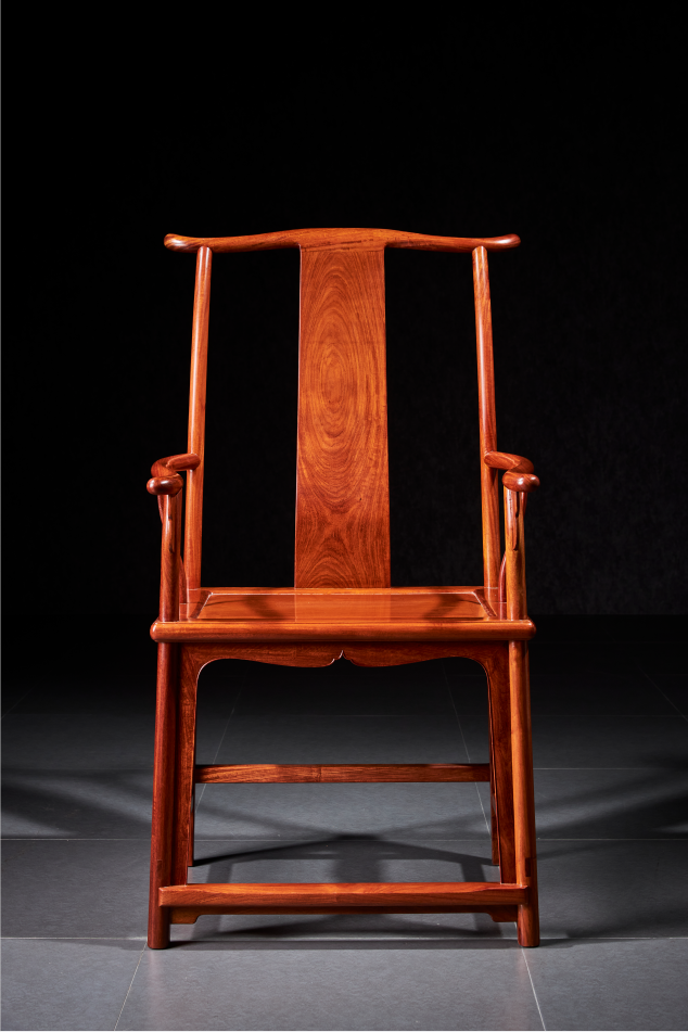 缅花大王红桥红|高靠背四出头官帽椅,绷弓蓄势,座上犹劲