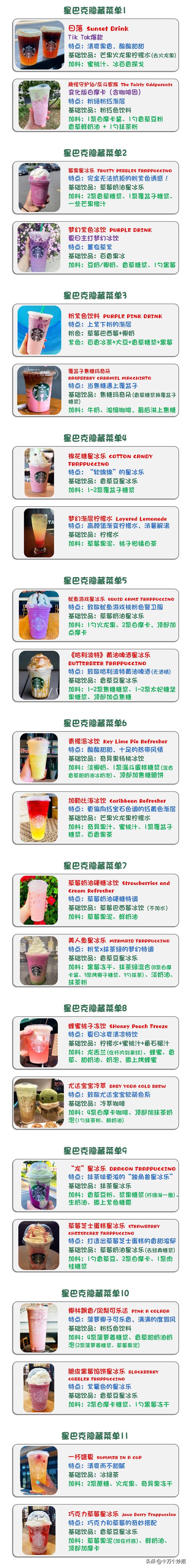 「一图看懂」星巴克隐藏菜单