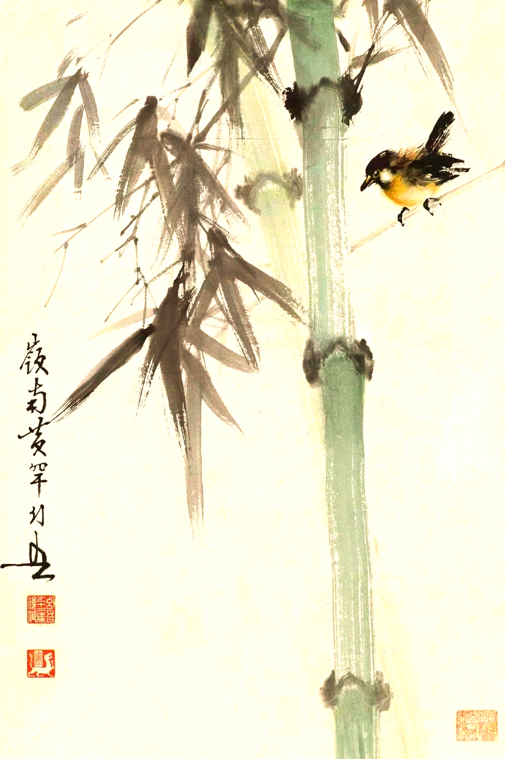 国画中的竹子与鸟儿:清风雅韵与生命灵动