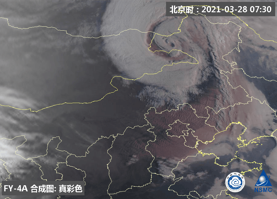风卷沙粒!风云卫星俯瞰沙尘移动过程 蒙古气旋螺旋眼区清晰可见