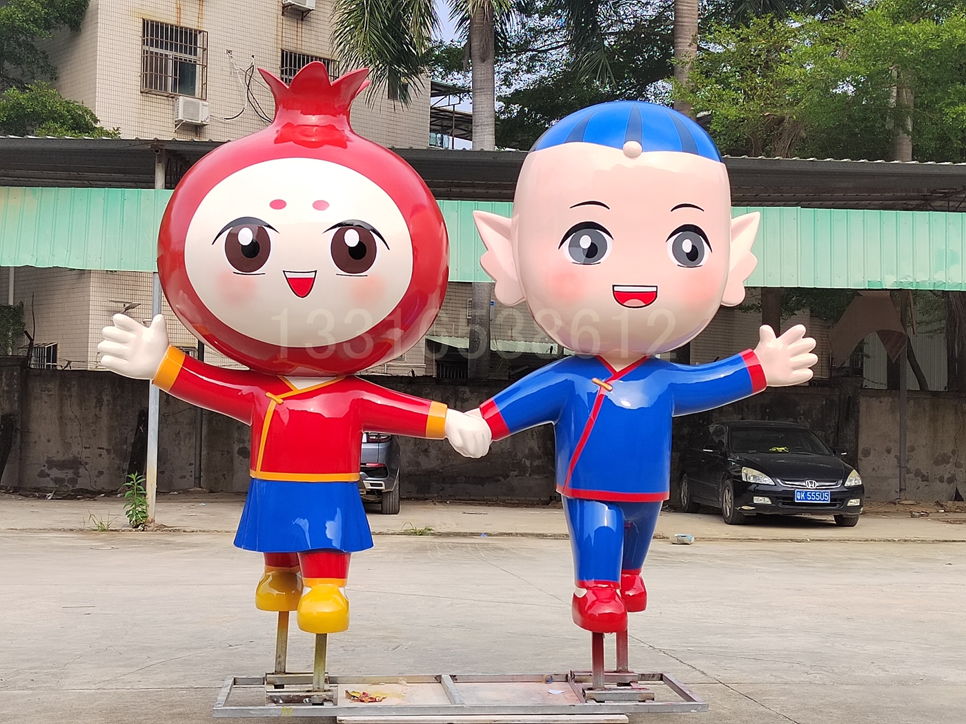 北海ip形象景区装饰玻璃钢南海宝宝石榴娃娃雕塑助力转型崛起