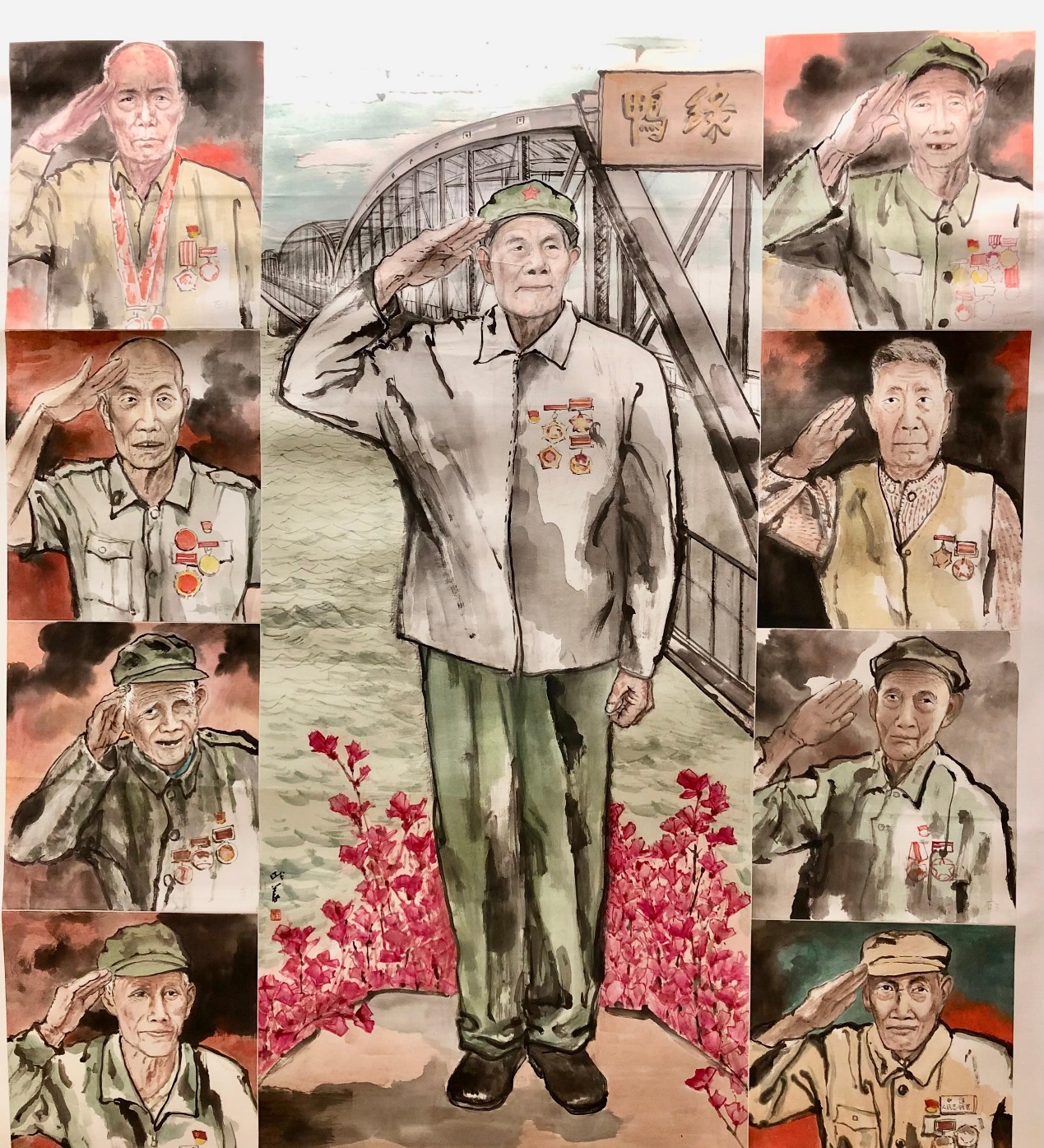 敬英雄 学英雄 画英雄《老兵的军礼》致敬老兵