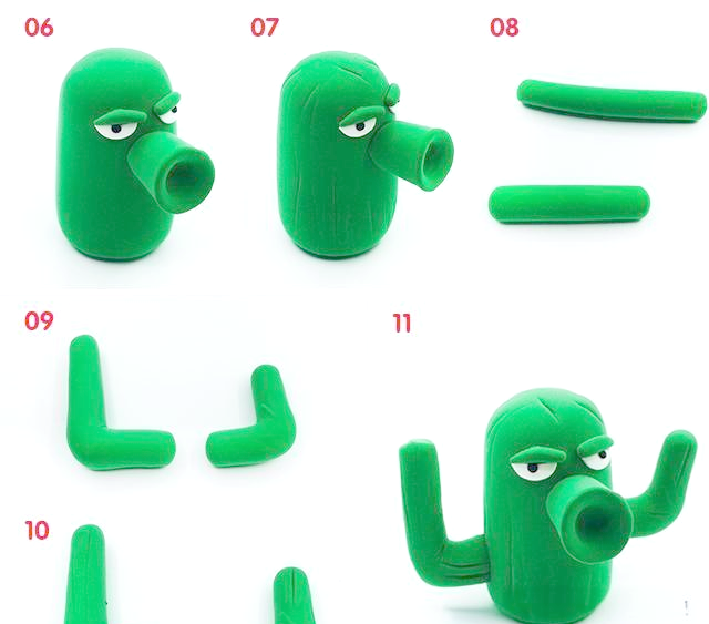 罗弗超轻粘土制作植物大战僵尸之仙人掌的详细教程图解