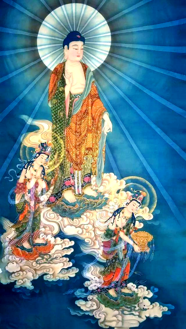 西方三圣接引图:阿弥陀佛与观音菩萨的慈悲启示