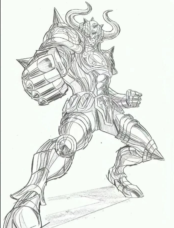 《圣斗士星矢》中众多黄金圣斗士的壁纸与线稿图集