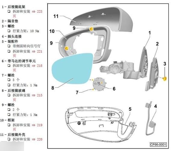 金杯外后视镜拆解图图片