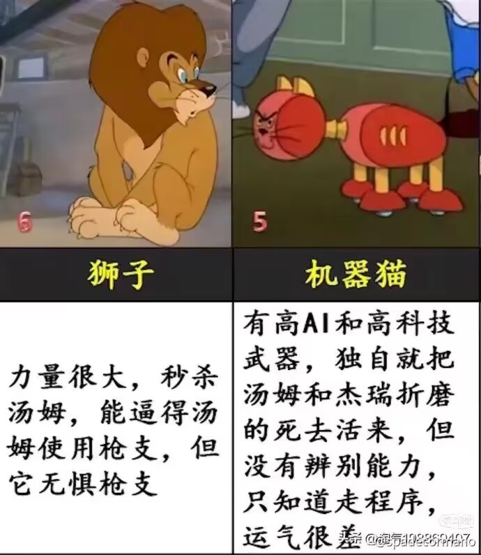 猫和老鼠战斗力排名图片