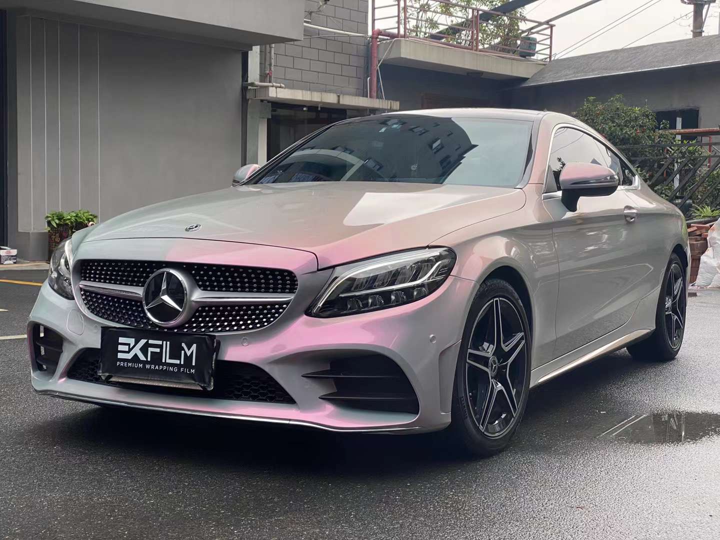 奔驰c全车贴膜ekfilm-ek改色膜梦幻火山灰