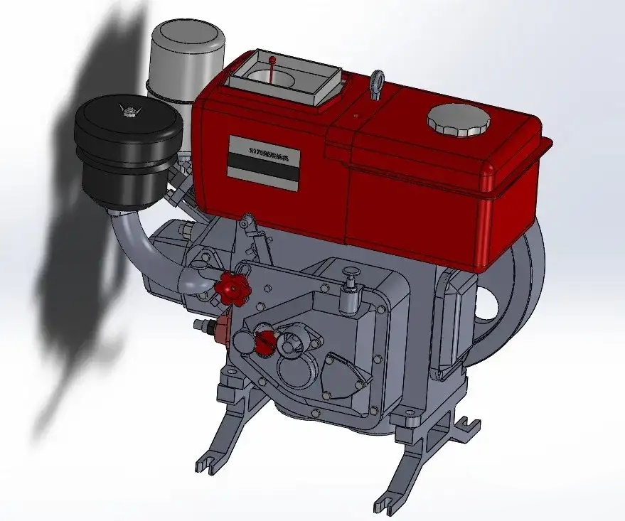 「发动机电机」r175型单缸柴油机模型3d图纸