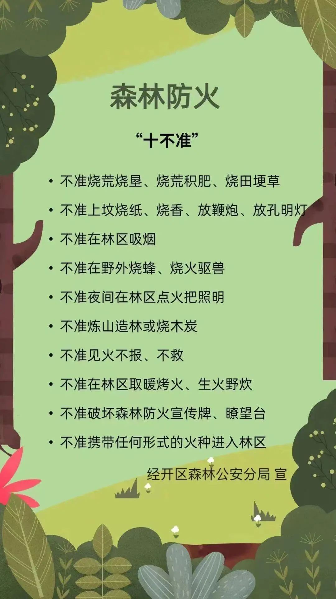 经开人 防范森林草原火灾,"十不准"要记心间!