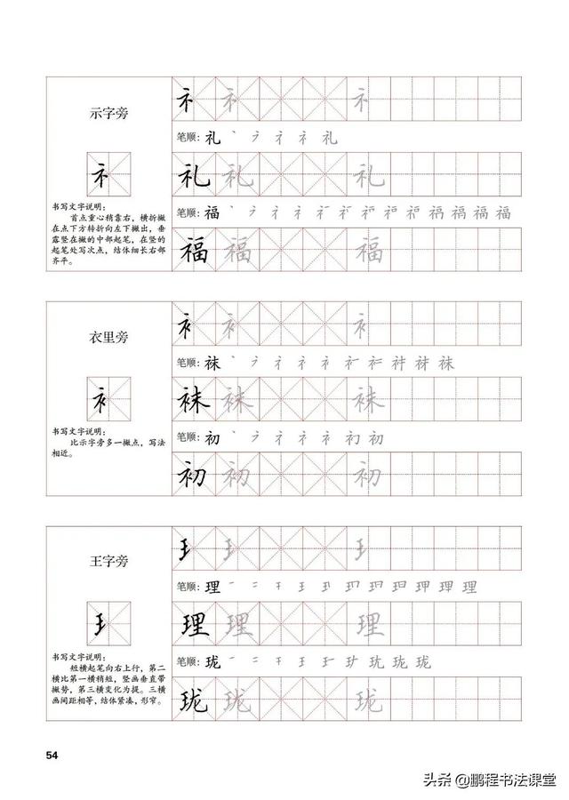 实用硬笔的书写技巧之「偏旁部首书写训练01～10」