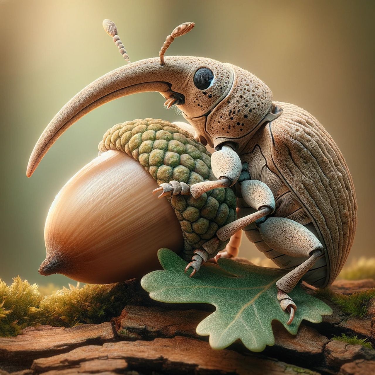 雌虫在橡树上产卵以增加幼虫存活机会,有时会抢夺其他象鼻虫的隧道来