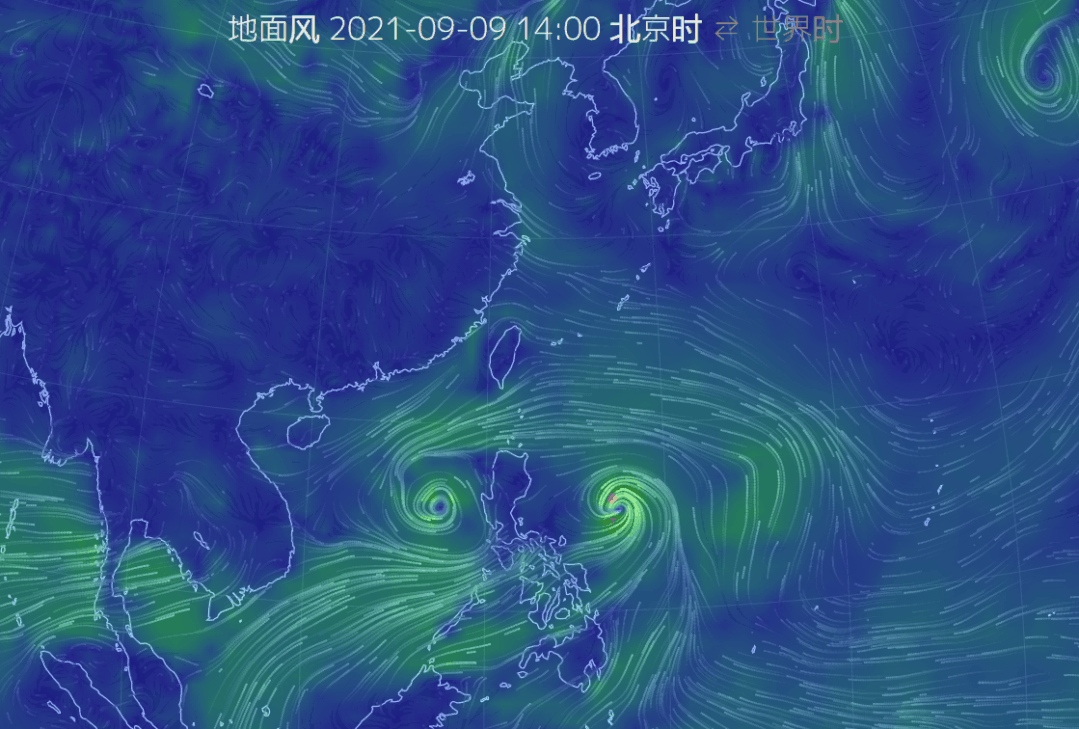 清晰细小,云系直径范围大约400公里左右,是个短小精悍的 (台风流场图)