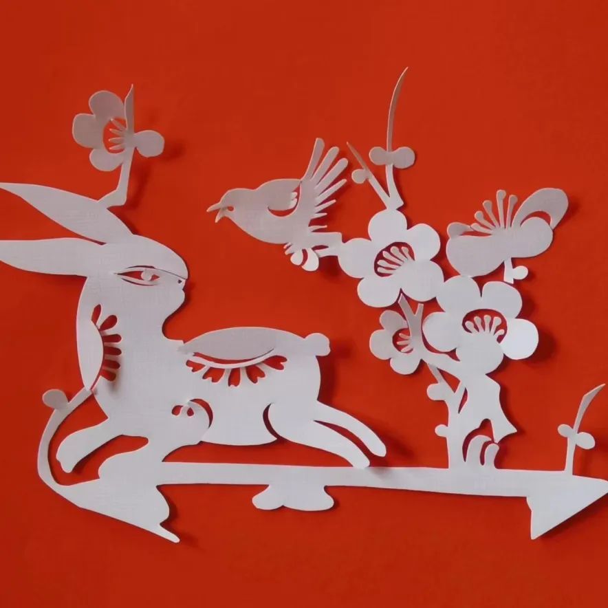 百兔剪纸送祝福,非遗手艺"花样"多丨爱申活暖心春