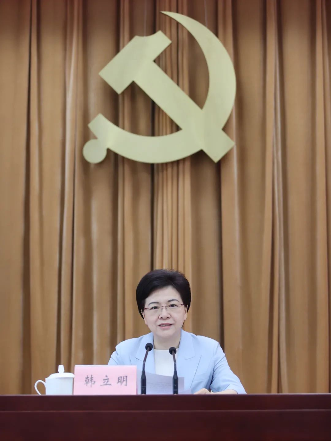 江苏省委常委,南京市委书记韩立明讲话并就有关事项向全会作说明.