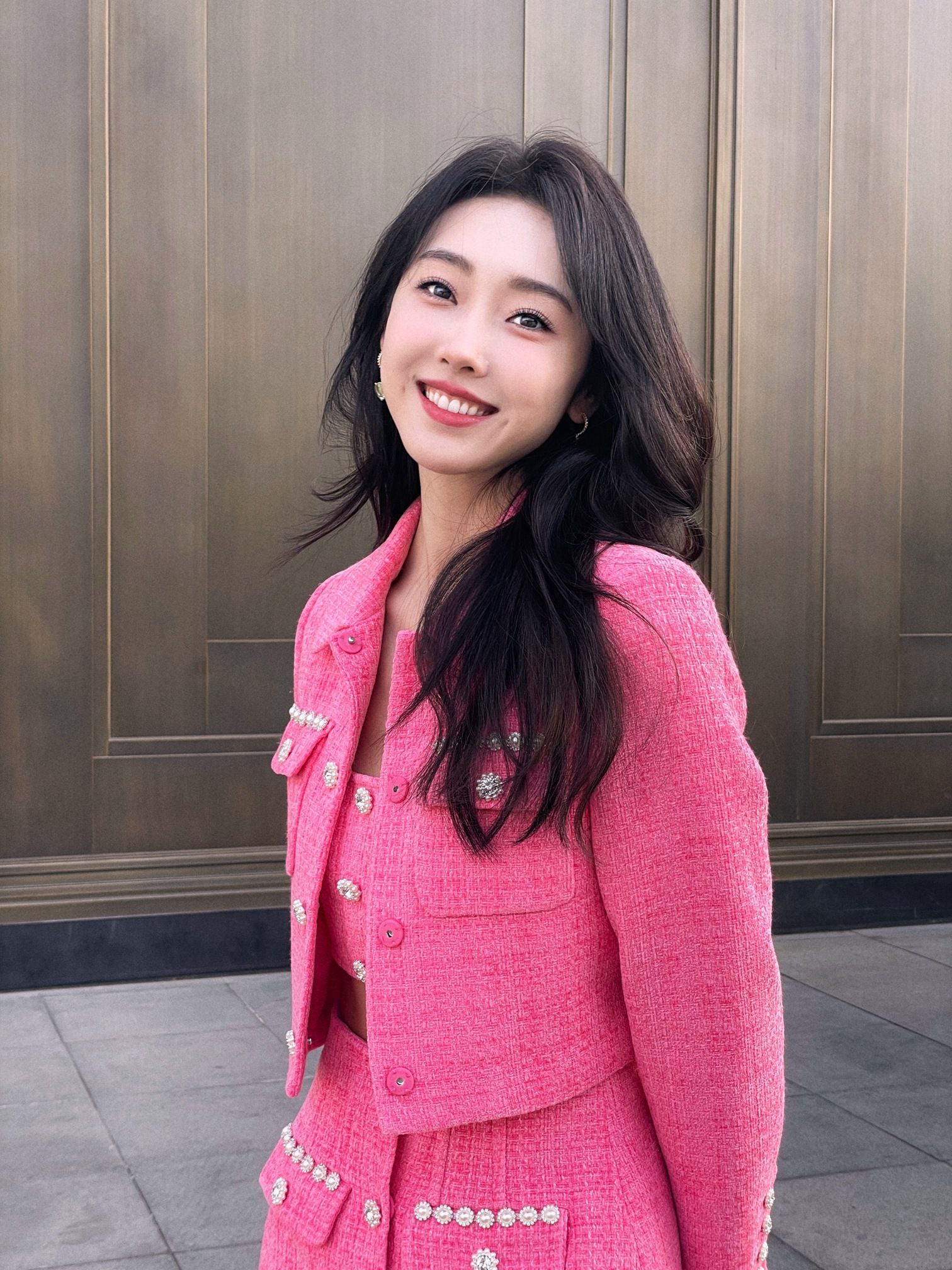 宣璐粉色小香风春日随拍写真