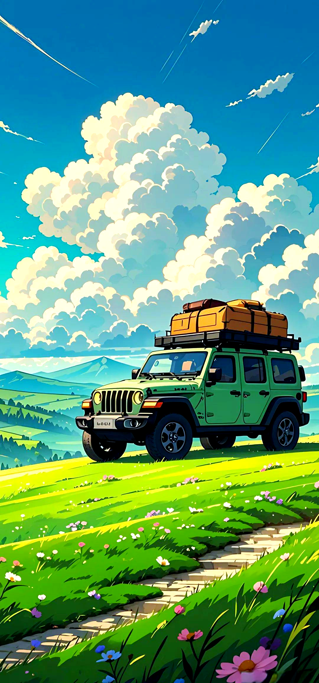 jeep越野车壁纸:展现草地蓝天下的自由之旅
