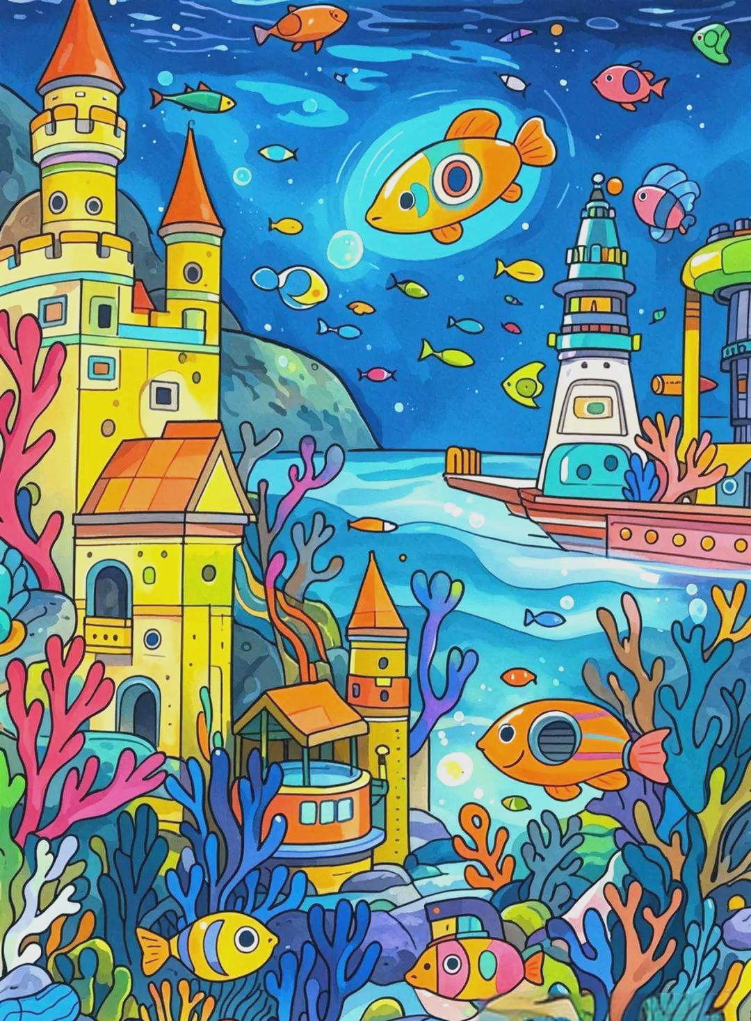 探索未来海底世界:一幅融合海洋与科技的超棒科幻画作