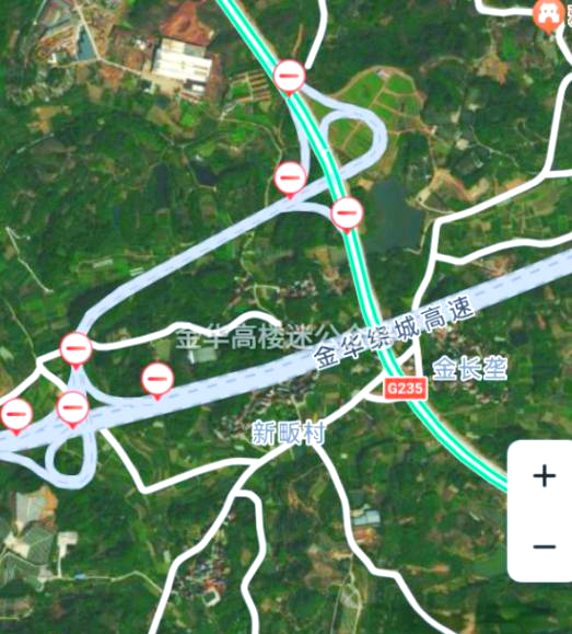 目前,百度地图已将甬金衢上高速的城区段标注为金华绕